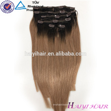 Gros Alibaba Remy Vierge Cheveux Remy Extension de Cheveux Clip sur Dark Blonde